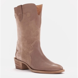 Marco Shoes Bota cowboy Clara con pespuntes decorativos beige 2