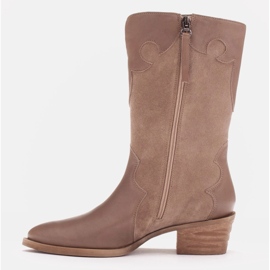 Marco Shoes Bota cowboy Clara con pespuntes decorativos beige 3