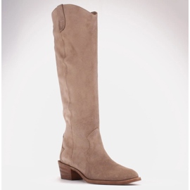 Marco Shoes Botas vaqueras Iolanda con costuras decorativas beige 3