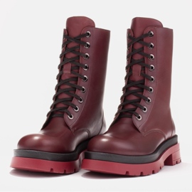 Marco Shoes Botas Giulia con cordones burdeos rojo 3