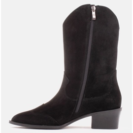 Marco Shoes Bota cowboy negra confeccionada en ante natural negro 2