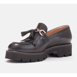 Marco Shoes Mocasines con cadena de oro sobre suela ligera negro 4