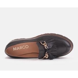 Marco Shoes Mocasines con cadena de oro sobre suela ligera negro 7