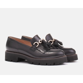 Marco Shoes Mocasines con cadena de oro sobre suela ligera negro 8