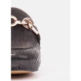 Marco Shoes Bailarinas con cadena de oro negro 6