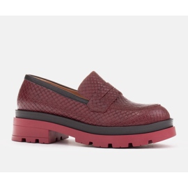 Marco Shoes Mocasines con suela gruesa rojo 1