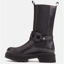 Marco Shoes Botas altas con goma y cinturón trenzado negro 1