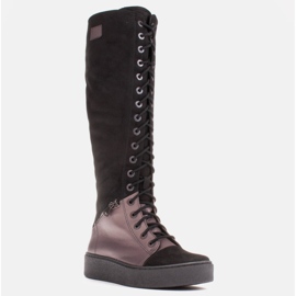 Marco Shoes Botas con cordones y cremalleras decorativas marrón negro 1