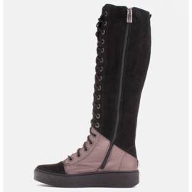 Marco Shoes Botas con cordones y cremalleras decorativas marrón negro 2