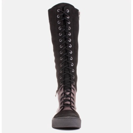 Marco Shoes Botas con cordones y cremalleras decorativas marrón negro 3