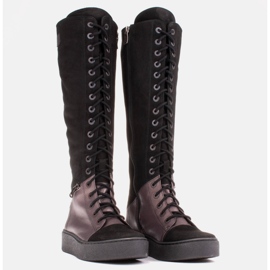 Marco Shoes Botas con cordones y cremalleras decorativas marrón negro 4