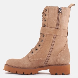 Marco Shoes Botas con cordones y suela ligera 2118B beige 7