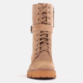 Marco Shoes Botas con cordones y suela ligera 2118B beige 2