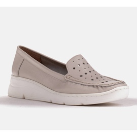 Radoskór Mocasines cómodos de piel con perforaciones beige 1