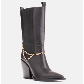 Marco Shoes Bota cowboy negra con cadena dorada negro 1