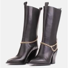 Marco Shoes Bota cowboy negra con cadena dorada negro 4