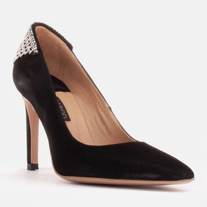Marco Shoes Tacones de ante con cristales negro 1