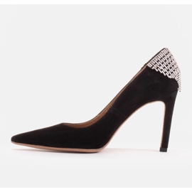Marco Shoes Tacones de ante con cristales negro 3