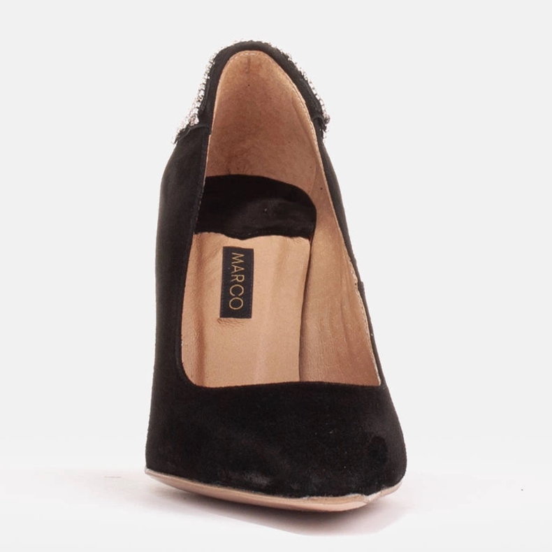 Marco Shoes Tacones de ante con cristales negro 2