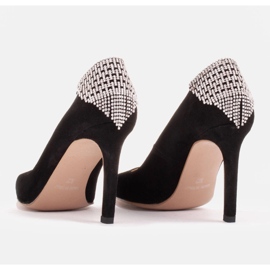 Marco Shoes Tacones de ante con cristales negro 7