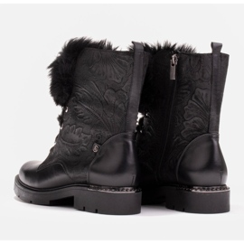 Marco Shoes Botas en piel y piel repujada negro 4