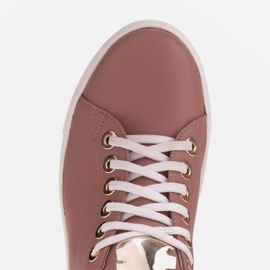 Marco Shoes Zapatillas de mujer de piel auténtica con suela gruesa rosado dorado 5