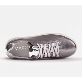 Marco Shoes Zapatillas de mujer de piel auténtica con suela gruesa marrón plata 6