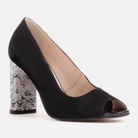Marco Shoes Salón negro 1100P con tacón blanco y negro 1
