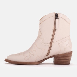 Marco Shoes Botas cowboy de piel con pespuntes decorativos 2188B-1278-042-1 beige 5
