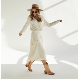 Marco Shoes Bota campera en combinación de piel y tela de lino 2186B + J-003-1266-4 beige 2