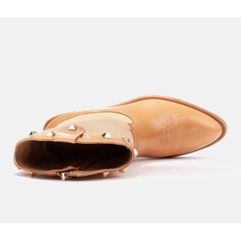 Marco Shoes Bota campera en combinación de piel y tela de lino 2186B + J-003-1266-4 beige 8