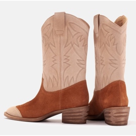 Marco Shoes Bota cowboy ante bordada 2205B-813-096-1 beige marrón 6