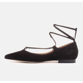 Marco Shoes Bailarinas de ante con tira alrededor negro 3