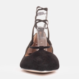 Marco Shoes Bailarinas de ante con tira alrededor negro 4