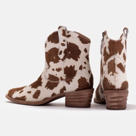 Marco Shoes Bota cowboy piel natural con pelo 2226B-1282-1 beige marrón 4