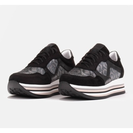 Marco Shoes Deportivas con suela gruesa de ante natural 2228P-1286-041-001-1 negro gris 4