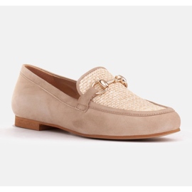 Marco Shoes Mocasines con adorno dorado beige 4