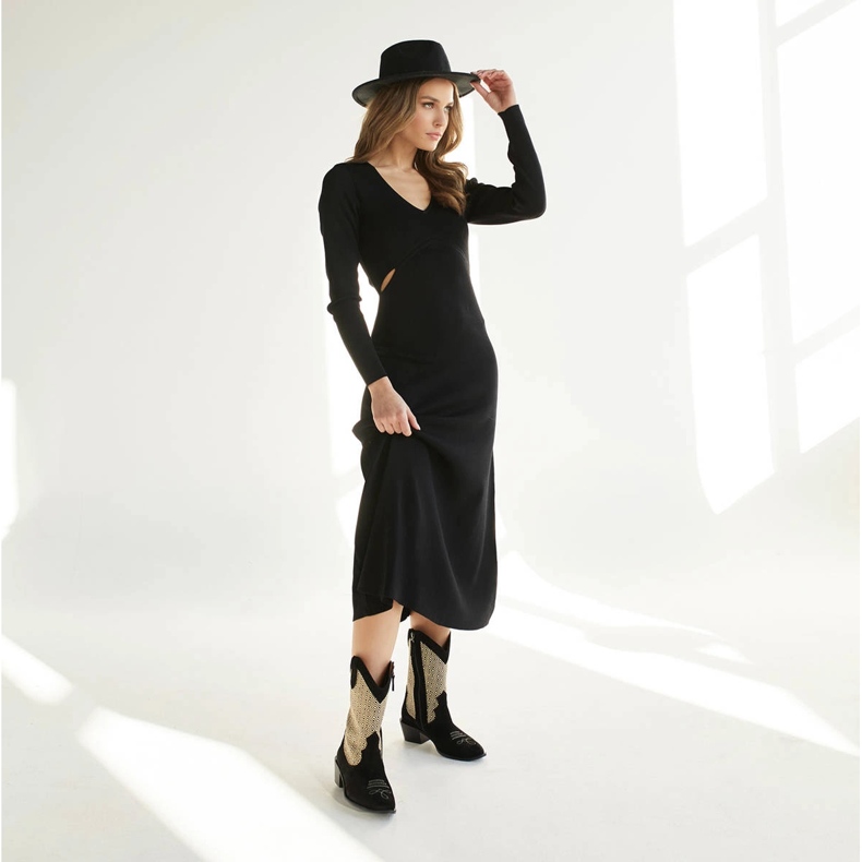 Marco Shoes Botas camperas en combinación con ante y tejido negro 1