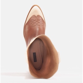 Marco Shoes Botas camperas bordadas, piel efecto vintage beige marrón 6