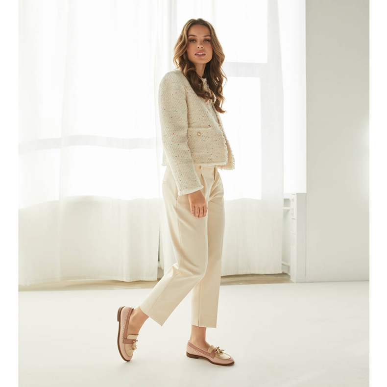 Marco Shoes Mocasines con flecos decorativos beige rosado 1