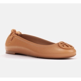 Marco Shoes Bailarinas con adorno de piel plana marrón 3
