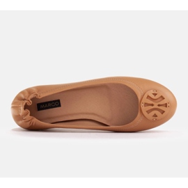 Marco Shoes Bailarinas con adorno de piel plana marrón 4