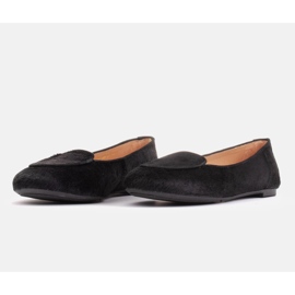 Marco Shoes Bailarinas de cuero con pelo negro 4