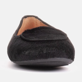 Marco Shoes Bailarinas de cuero con pelo negro 1
