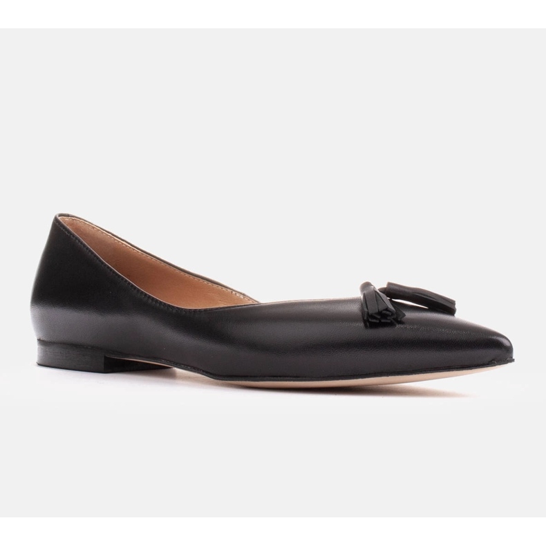 Marco Shoes Bailarinas de piel con flecos decorativos negro 1