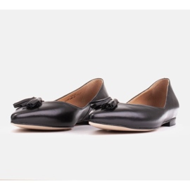 Marco Shoes Bailarinas de piel con flecos decorativos negro 3