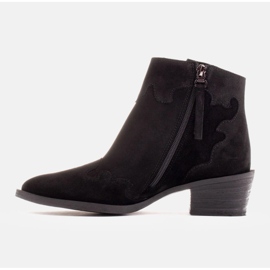 Marco Shoes Botines de piel elegantes con tacones bajos negro 2