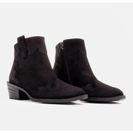 Marco Shoes Botines de piel elegantes con tacones bajos negro 3