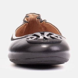 Marco Shoes Bailarinas con adorno de piel plana negro 7