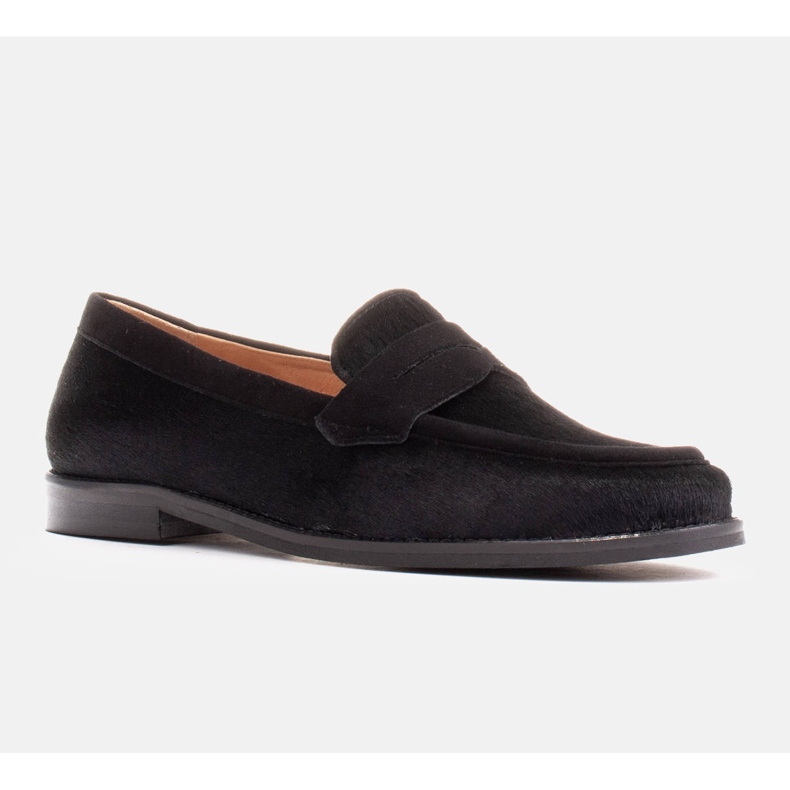 Marco Shoes Mocasines, piel natural con pelo negro 1